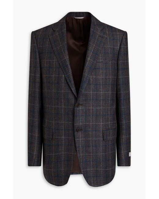 Canali Black Checked Wool-tweed Blazer for men