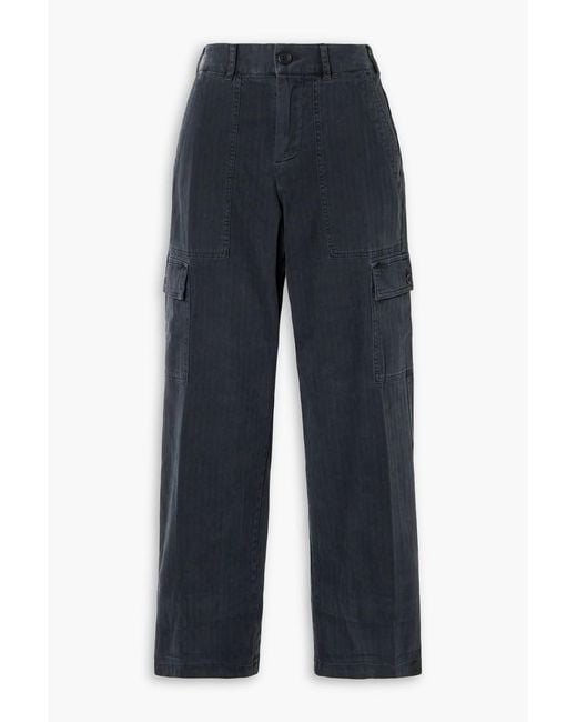 James Perse Blue Herringbone Cotton-Blend Cargo Pants