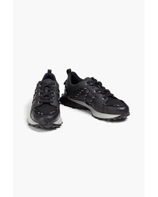 Canali Black Leather And Shell Sneakers for men