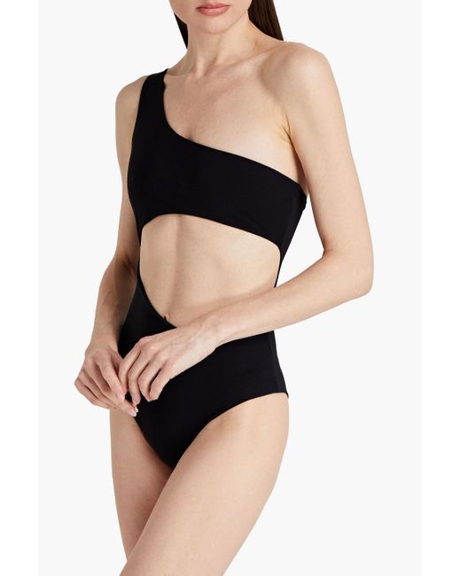 Magda Butrym Black One-shoulder Cutout Swimsuit