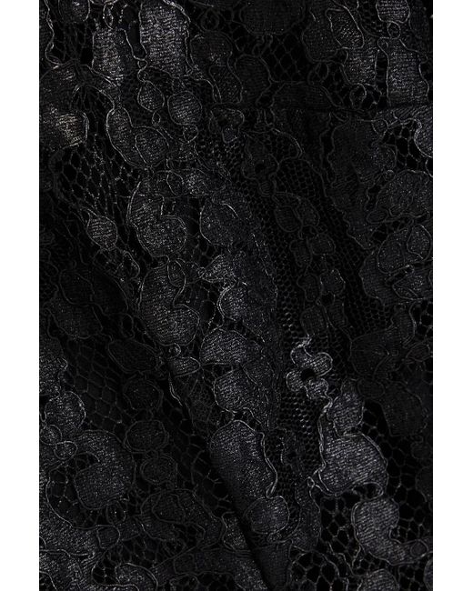 Dolce & Gabbana Black Minikleid aus schnurgebundener spitze aus einer baumwollmischung in metallic-optik