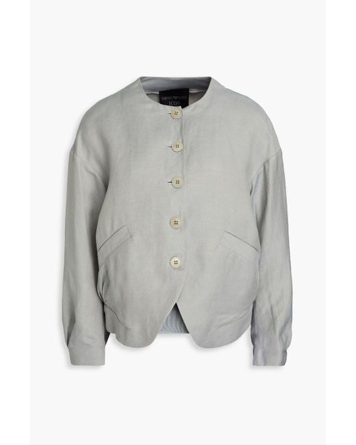 Emporio Armani Gray Linen-blend Jacquard Jacket