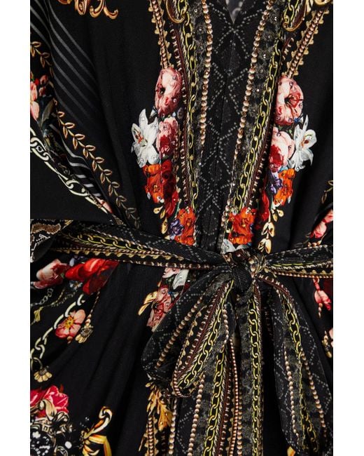Camilla Black Midikleid aus jersey mit floralem print