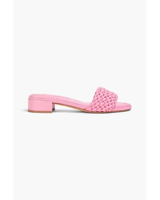 Alexandre Birman Pink Braided Leather Mules