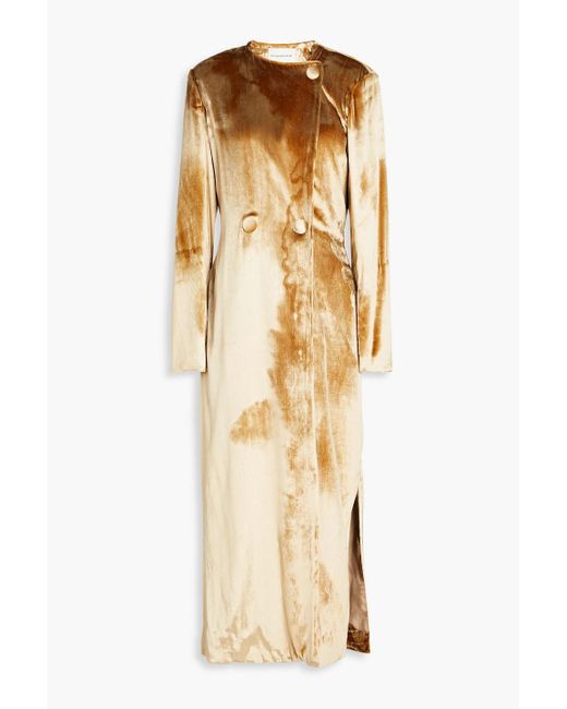 By Malene Birger Natural Barise Double-breasted Printed Velvet Coat