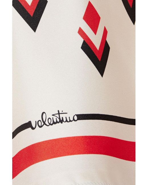 Valentino Garavani White Printed Silk-twill Mini Shirt Dress