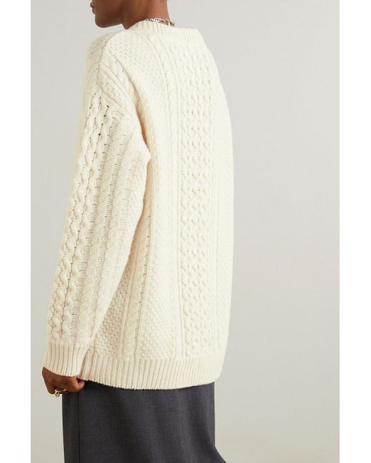 Totême  Natural Oversized Cable-knit Wool Sweater