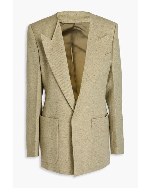 Victoria Beckham Green Donegal Wool-blend Tweed Blazer