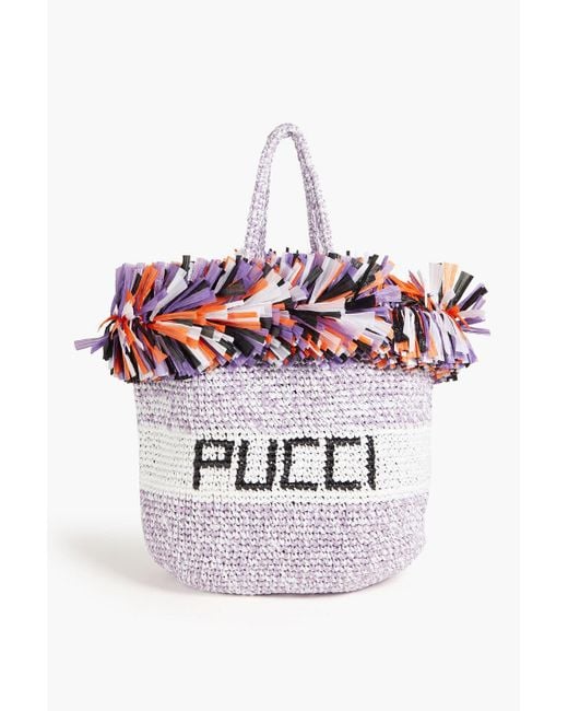 Emilio Pucci Red Fringed Straw Tote
