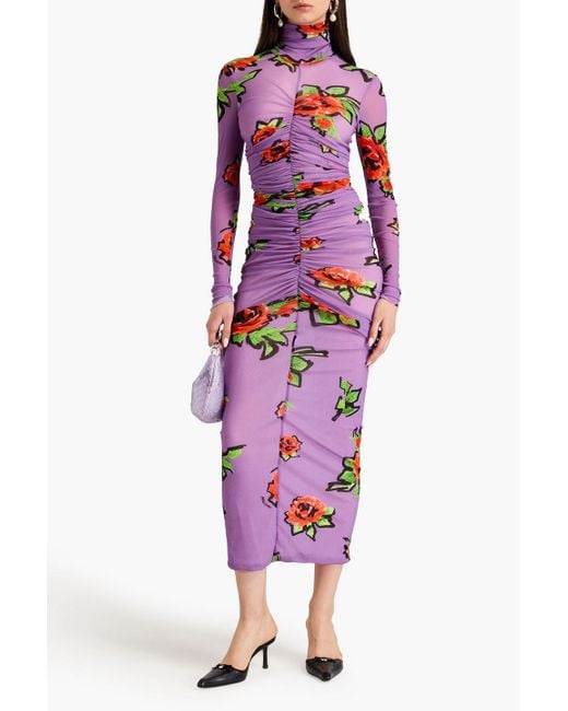 Philosophy Di Lorenzo Serafini White Midikleid aus tüll mit floralem print