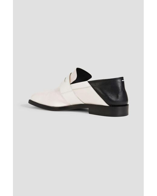 Maison Margiela White Tabi Split-toe Smooth And Glossed-leather Collapsible-heel Loafers