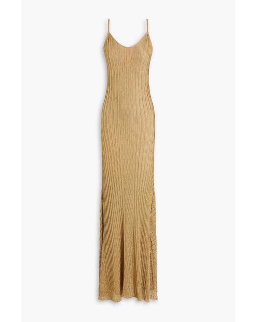 Victoria Beckham Natural Ribbed-knit Maxi Dress