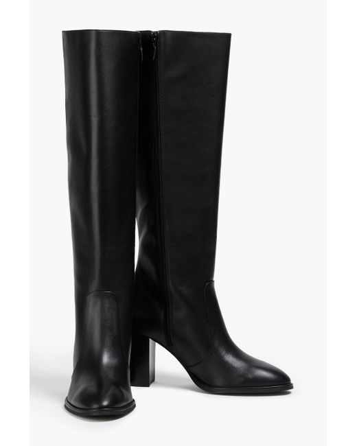 Stuart Weitzman Black Ryland 80 Leather Knee Boots