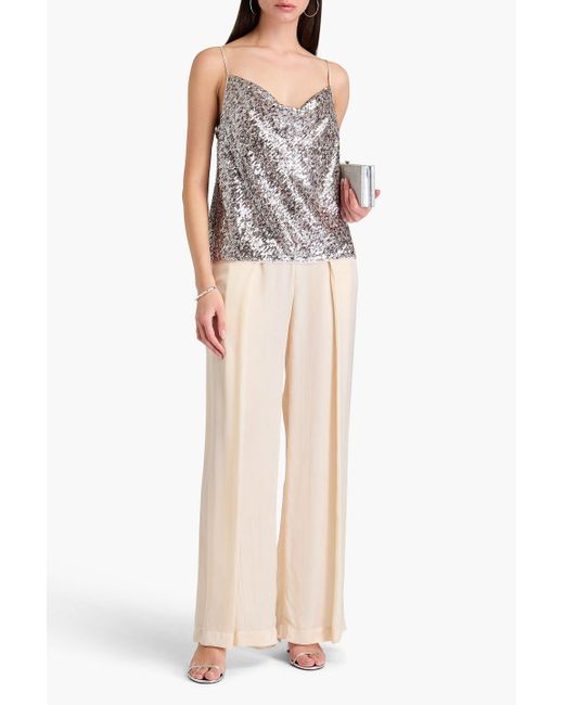 Diane von Furstenberg Metallic Berlin drapiertes top aus tüll mit pailletten