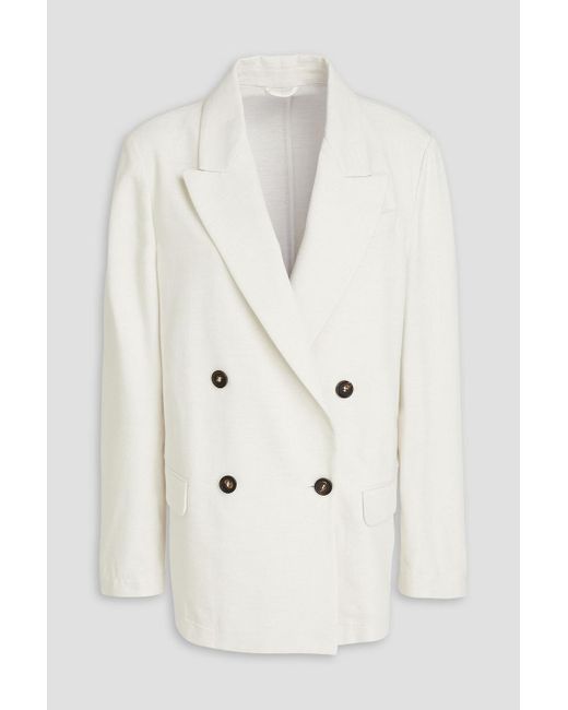Brunello Cucinelli Natural Double-breasted Metallic Cotton-blend Twill Blazer