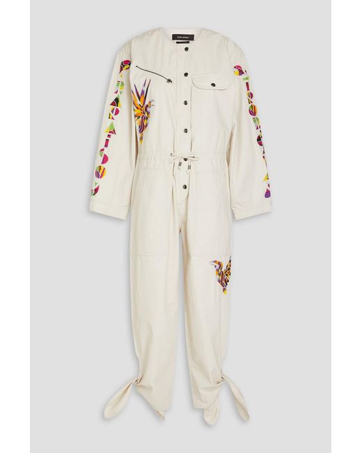 Isabel Marant Natural Gigi Embroidered Cotton Jumpsuit