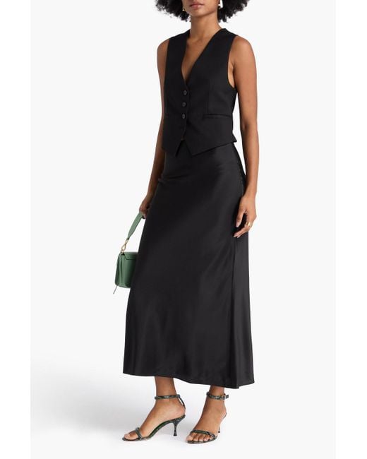 Veronica Beard Black Clover Silk-Blend Satin Midi Skirt