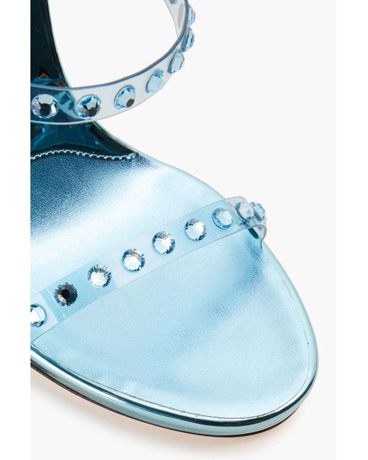 Giuseppe Zanotti White Crystal-embellished Faux Metallic Leather And Pvc Sandals