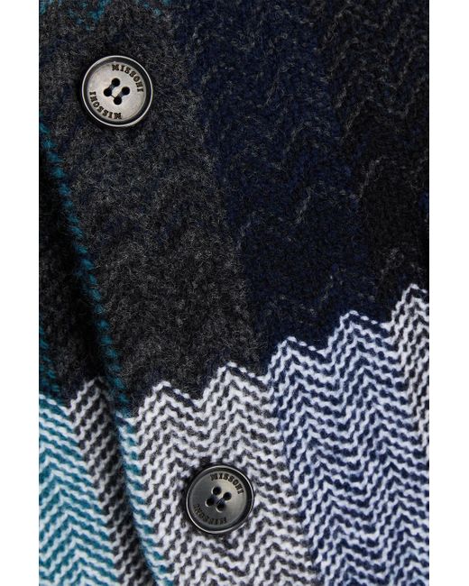 Missoni Blue Checked Wool Overshirt for men