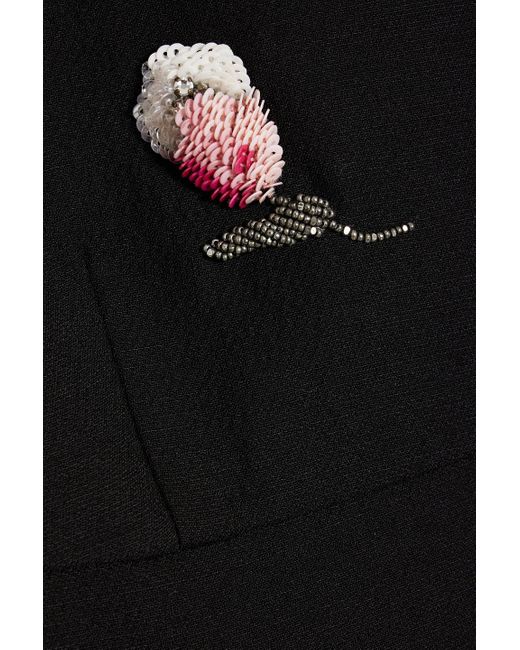 Valentino Garavani Black Embellished Tulle And Crepe Mini Dress