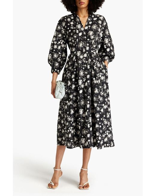 Mother Of Pearl Black Emily Floral-print Lyocell-twill Midi Dress