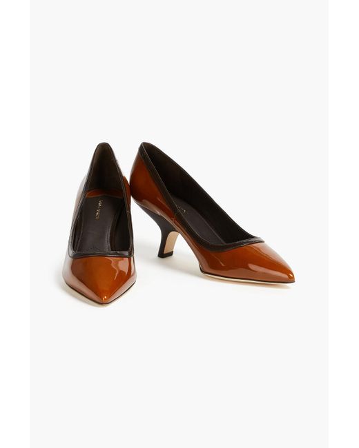 Tory Burch Brown Two-tone Patent-leather Pumps