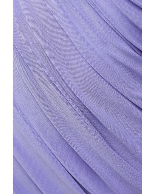 Norma Kamali Purple Diana One-shoulder Ruched Stretch-jersey Dress