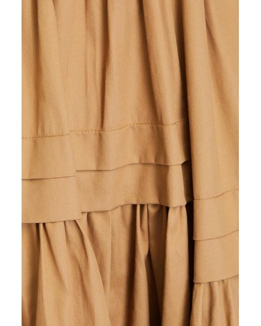 Aje. Natural Sophie Tiered Pleated Cotton-poplin Midi Dress