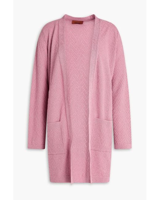 Missoni Pink Cardigan aus häkelstrick in metallic-optik