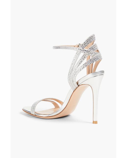 Gianvito Rossi White Crystal-embellished Leather Sandals