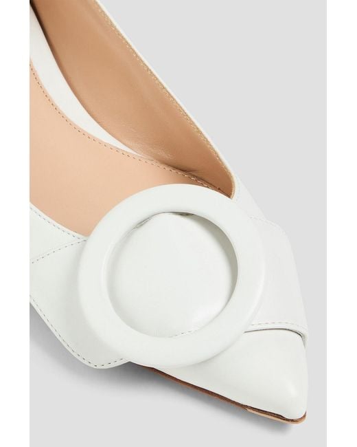 Gianvito Rossi White Venezia Buckled Leather Point-Toe Flats