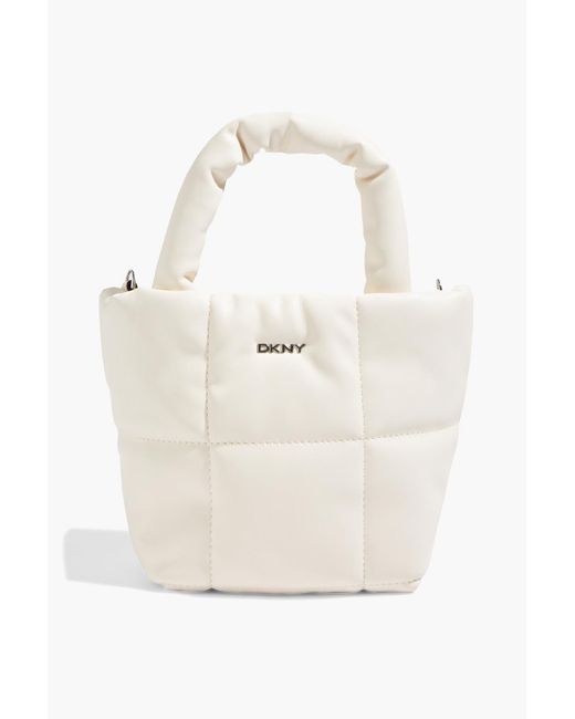 DKNY White Poppy Quilted Faux Leather Tote