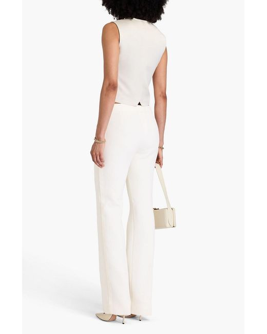 Dolce & Gabbana White Wool And Silk-blend Crepe Straight-leg Pants