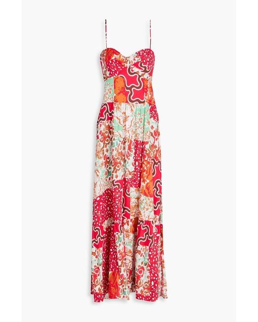 Diane von Furstenberg Red Etta Printed Woven Maxi Dress