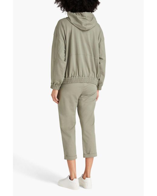 Brunello Cucinelli Green Bead-embellished French Cotton-blend Terry Hoodie