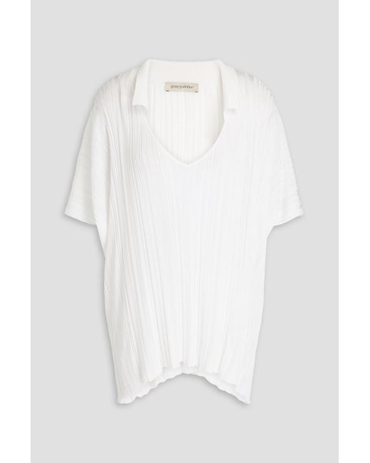Gentry Portofino White Ribbed-knit Polo Shirt