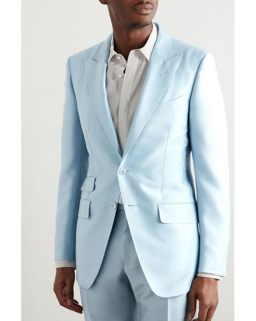 Tom Ford Blue Wool, Mohair And Silk-Blend Blazer for men