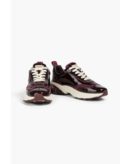 Tory Burch Black Good Luck Patent-Leather Sneakers