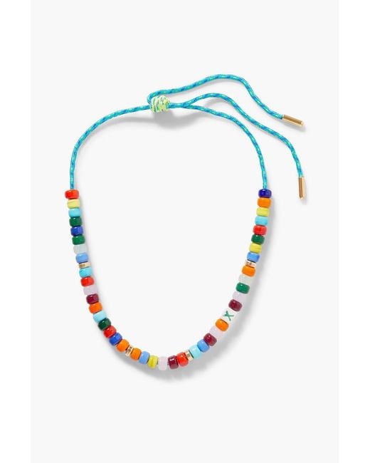 Eliou Blue Buzio Cord, Bead And-Plated Necklace