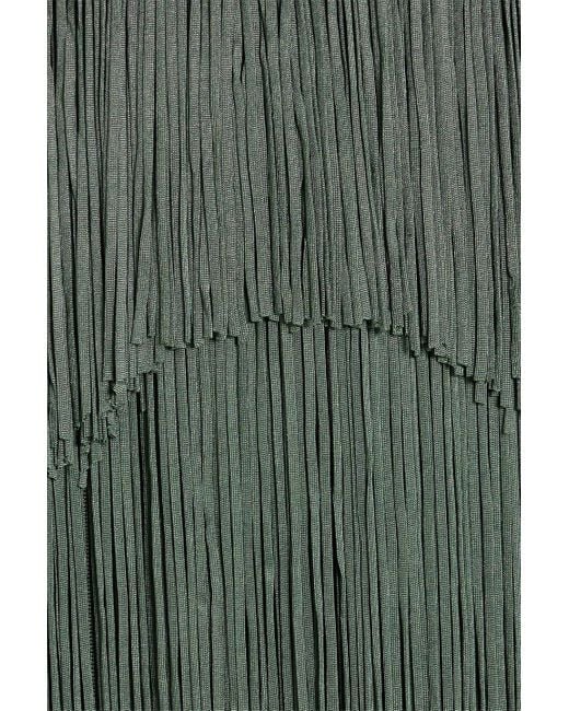 Hervé Léger Green Cutout Fringed Bandage Maxi Dress