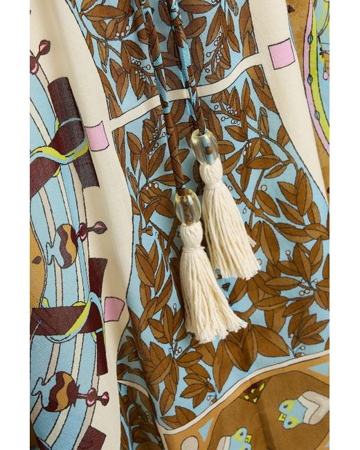 Tory Burch Brown Bedrucktes hemdkleid aus baumwoll-voile in midilänge