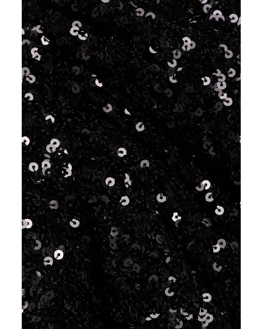 ROTATE BIRGER CHRISTENSEN Black Open-Back Sequined Mesh Midi Dress