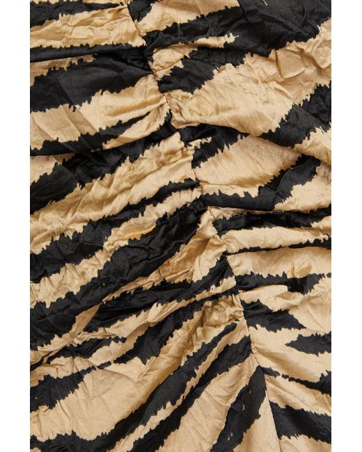 Ganni Multicolor Tiger-print Satin Midi Dress