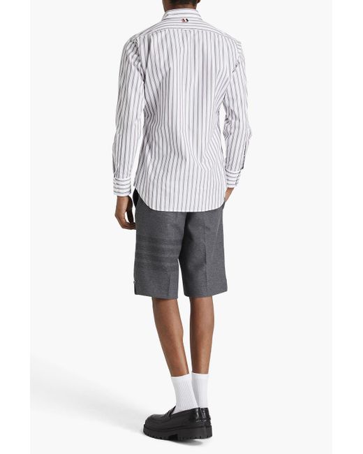 Thom Browne White Striped Cotton-poplin Shirt for men