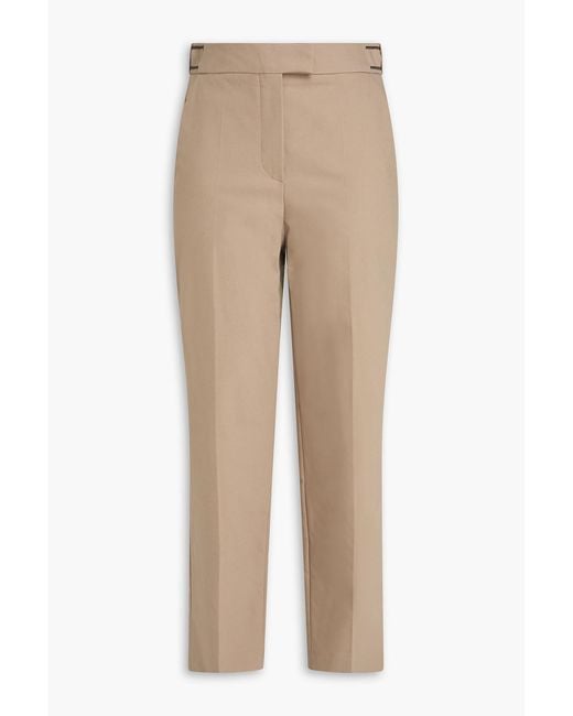 Brunello Cucinelli Natural Cotton-Blend Twill Tapered Pants