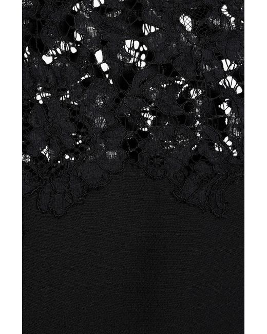 Valentino Garavani Black Cape-effect Corded Lace And Crepe Mini Dress