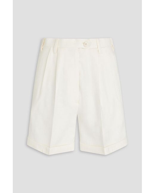 Giuliva Heritage White Husband Cotton, Wool And Silk-blend Shorts