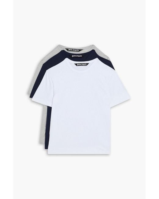 Palm Angels Blue Set Of Three Cotton-blend Jersey T-shirts for men