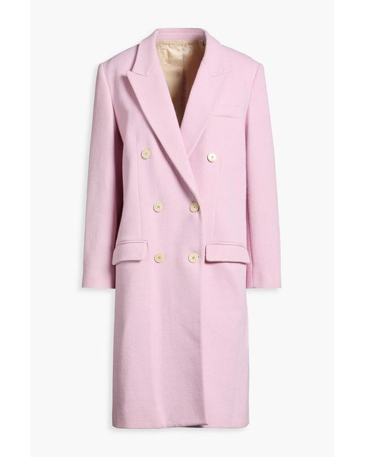 Isabel Marant Pink Jockey Double-Breasted Wool And Cotton-Blend Twill Coat
