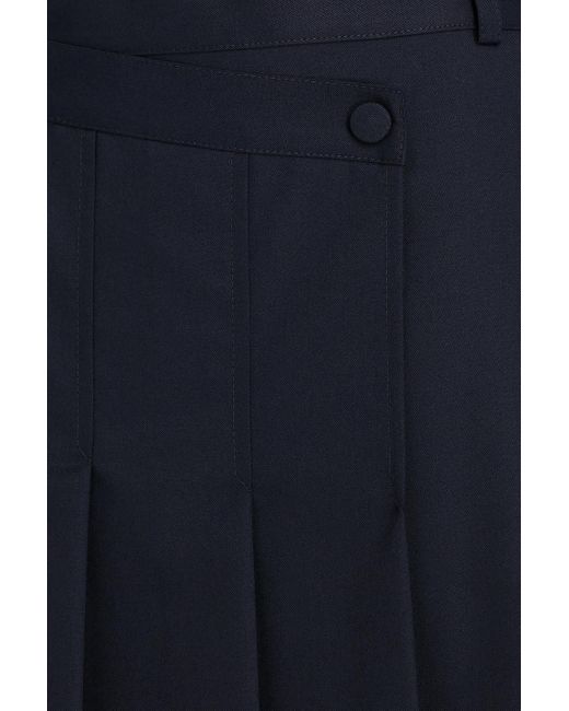 Sandro Blue Wrap-Effect Twill Mini Skirt